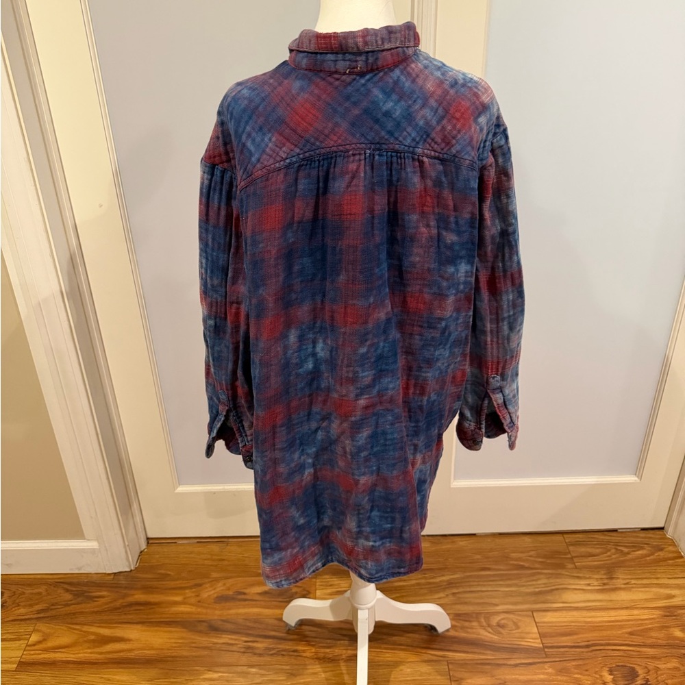 Free People Red and Blue Plaid Shirt - Picture 4 of 6